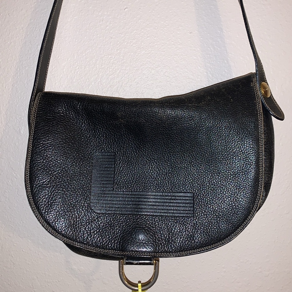Lancel Paris black leather crossbody purse handbag